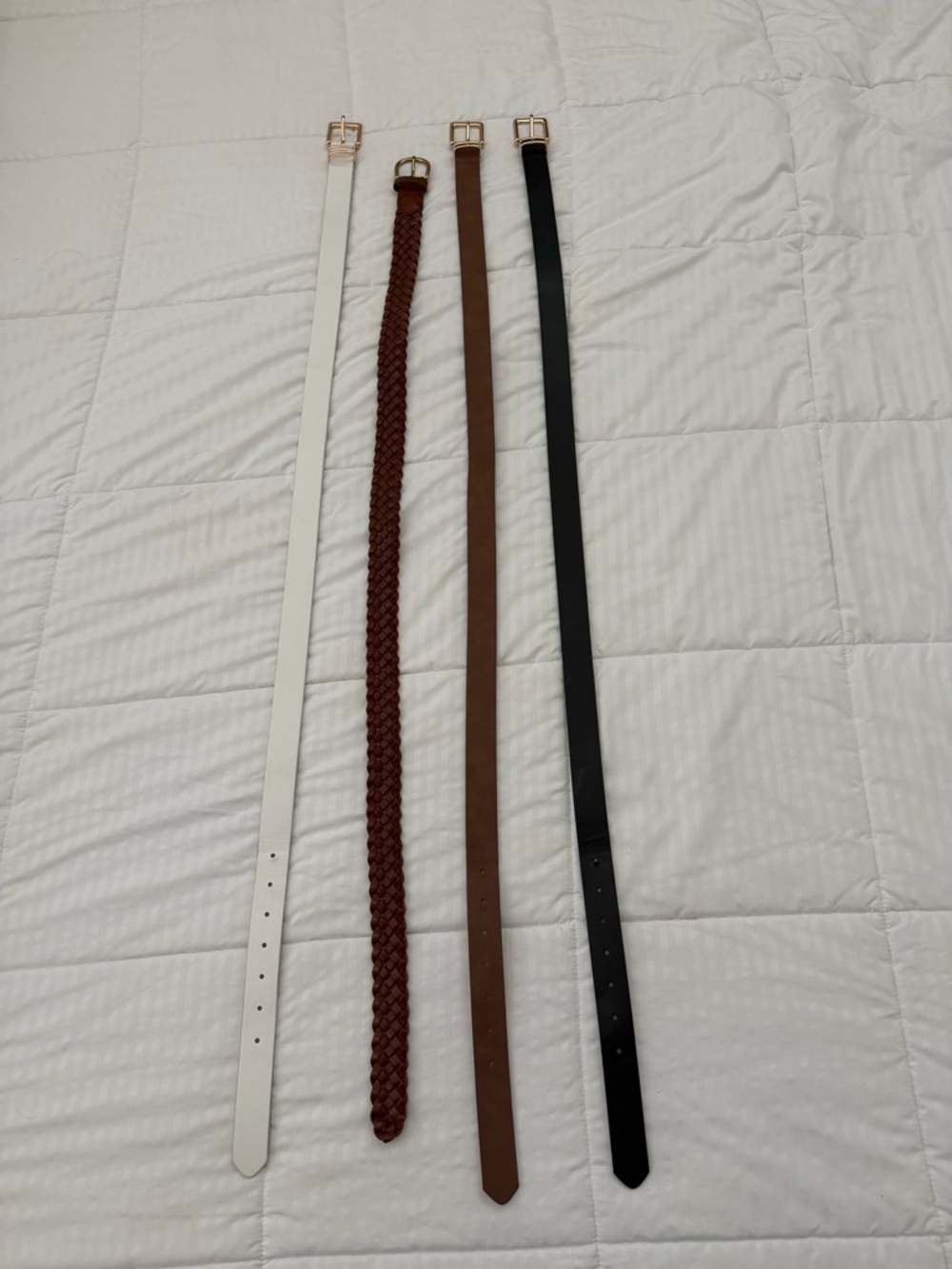 Four Classic Women's Belts - White, Brown, Black